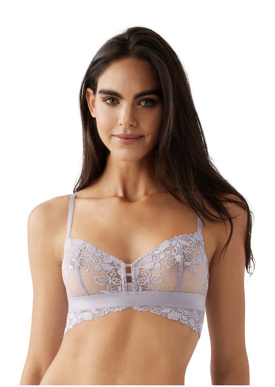 b.tempt.d by WACOAL Lacey Sheer Lingerie Bralette Gray Medium NWT
